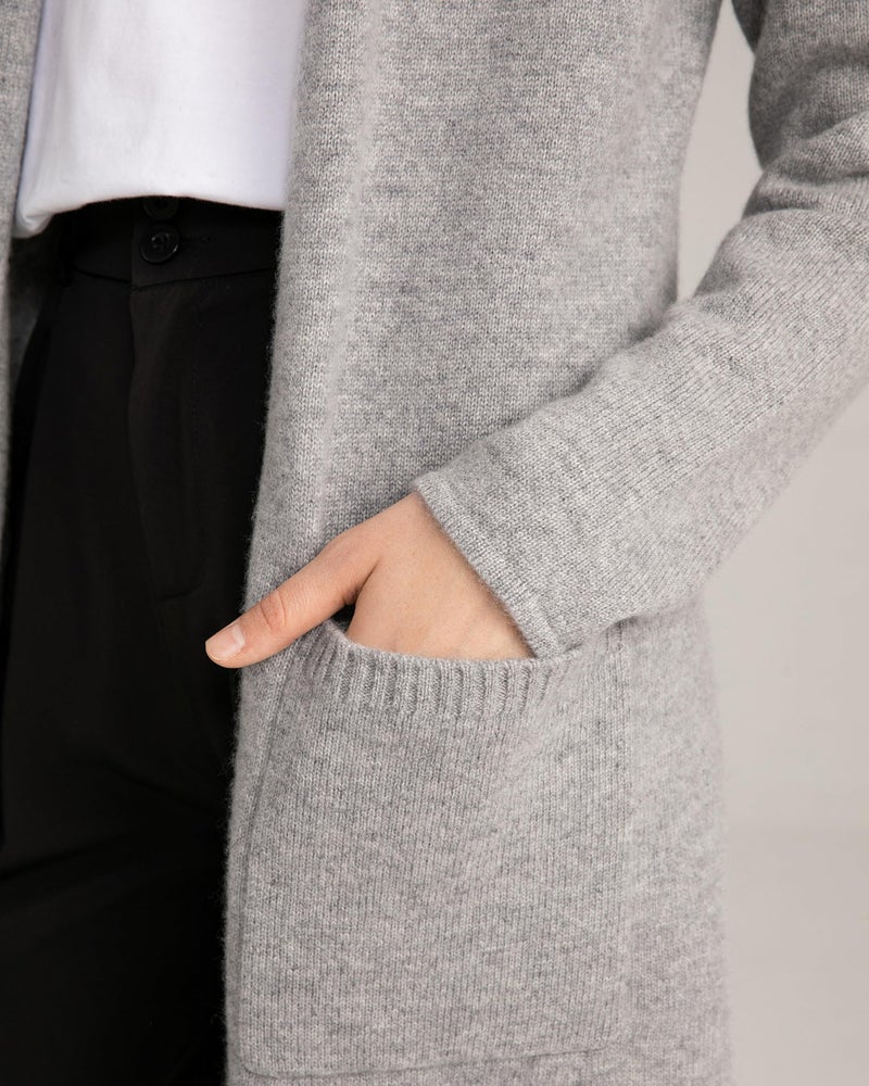 State Cashmere Long Sweater Cardigan Women 100% Pure Cashmere Cardigan with Pockets Cashmere Cardigans for Women (Pale Charcoal, Medium) - Image 5